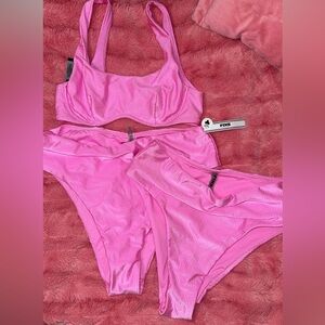 PINK Victoria's Secret Vibrant Pink Ribbed Bikini